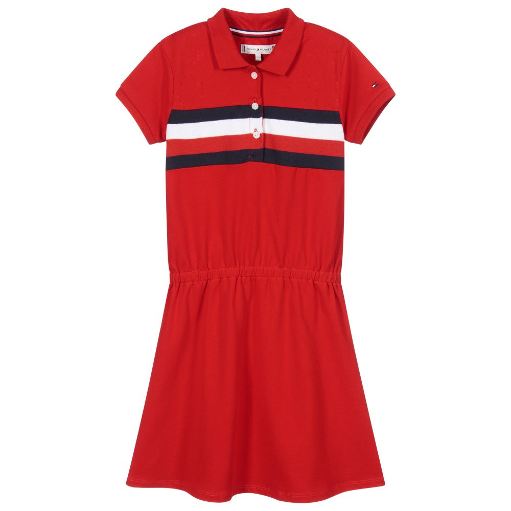Tommy Hilfiger - Red Cotton Polo Dress | Childrensalon