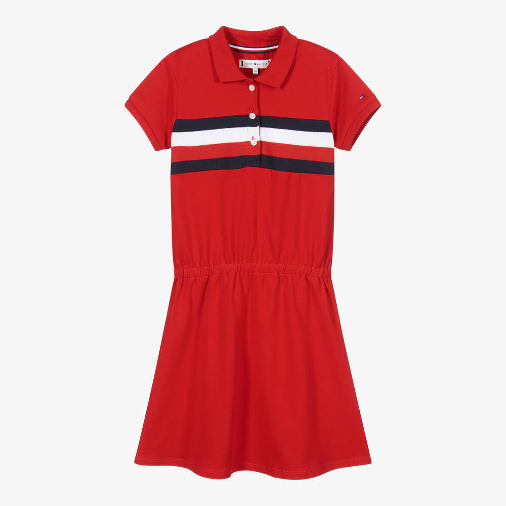 Tommy Hilfiger - Red Cotton Polo Dress | Childrensalon