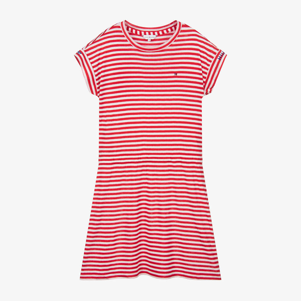 Tommy Hilfiger-Red Striped Lyocell Dress | Childrensalon Outlet