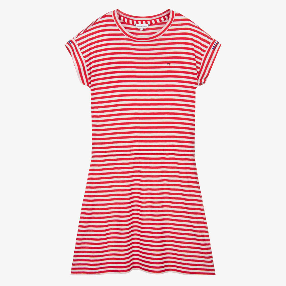 Tommy Hilfiger-Red Striped Lyocell Dress | Childrensalon Outlet