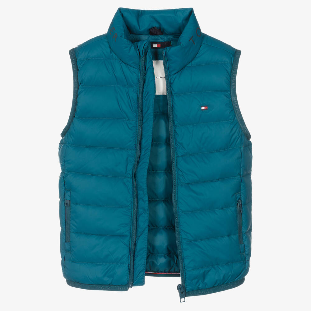 Tommy Hilfiger-Teal Blue Down Puffer Gilet | Childrensalon Outlet