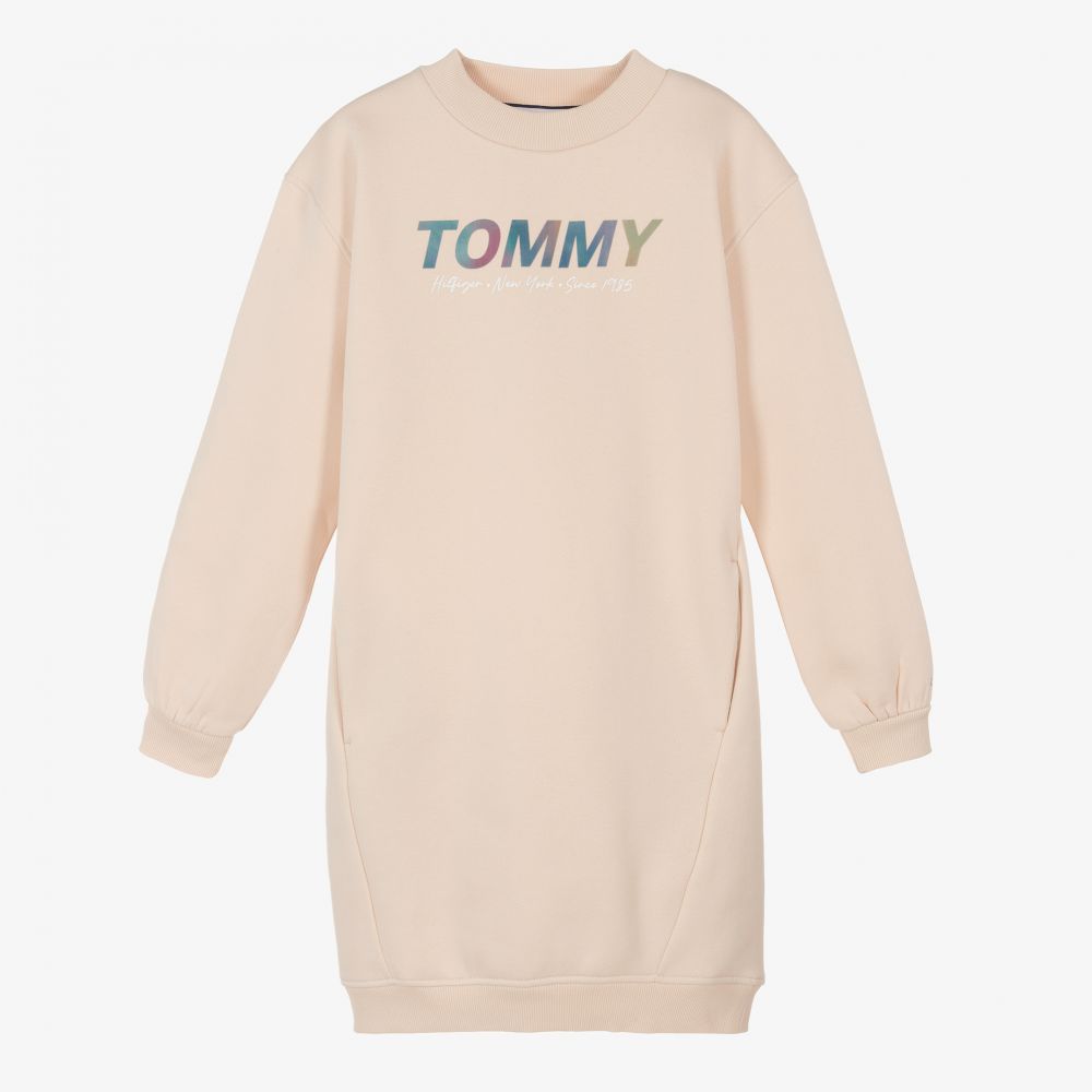 Tommy Hilfiger - فستان سويتشيرت تينز قطن لون بيج | Childrensalon