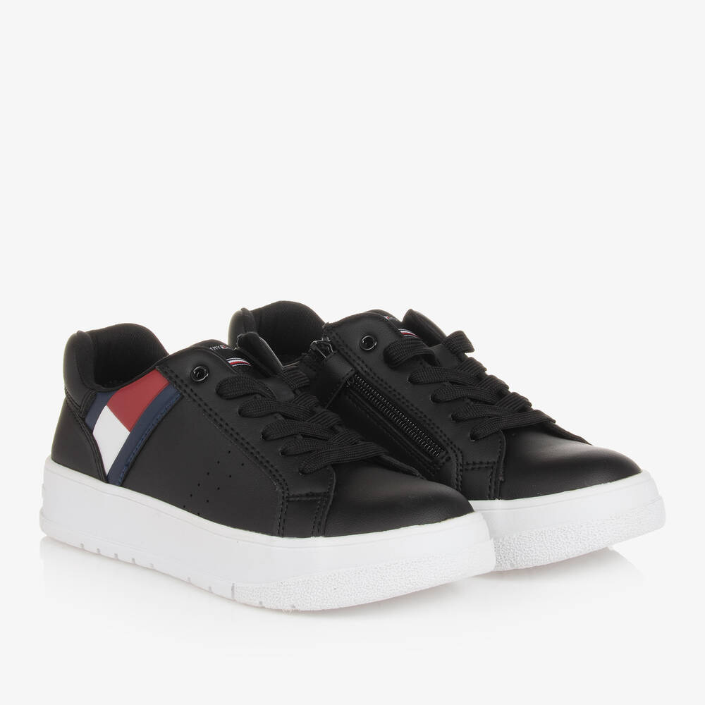 Tommy hilfiger flag detail leather trainer store