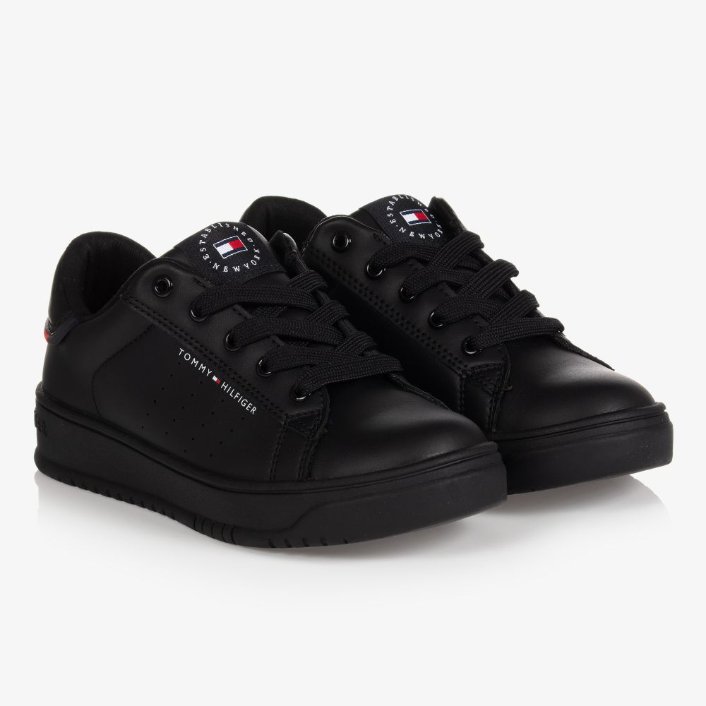 Tommy Hilfiger - Teen Black Lace-Up Trainers | Childrensalon