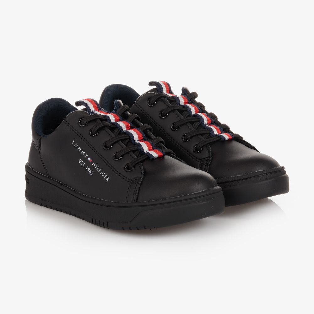 Tommy Hilfiger - Teen Black Logo Trainers | Childrensalon