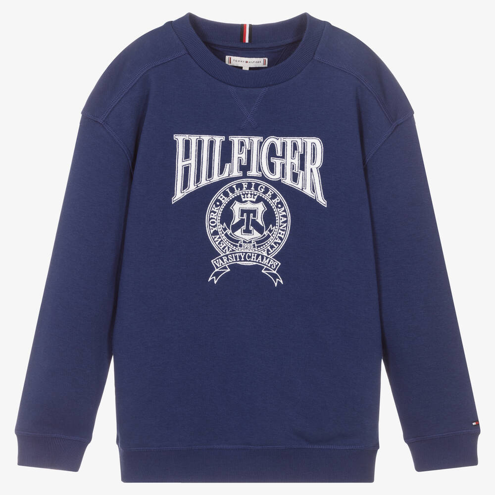 Tommy Hilfiger - Teen Blue Cotton Logo Sweatshirt | Childrensalon