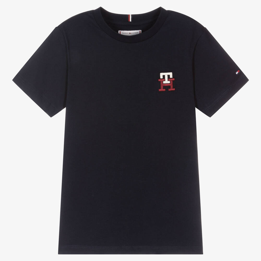 Tommy Hilfiger - Teen Blue Cotton Monogram Logo T-Shirt | Childrensalon