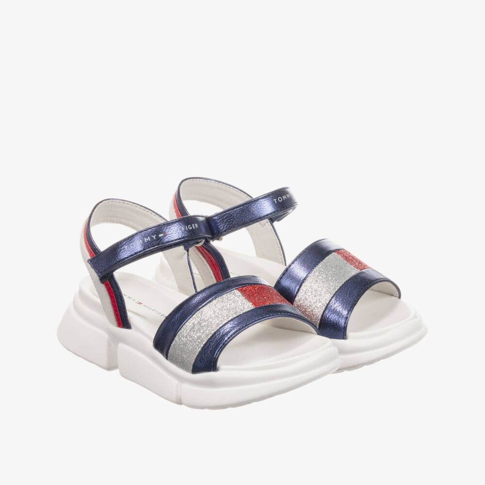 Tommy Hilfiger-Teen Blue Glitter Sandals | Childrensalon Outlet
