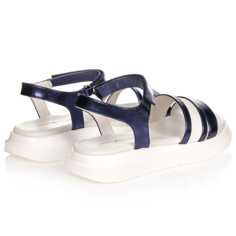 Tommy Hilfiger-صندل تينز بناتي لون أبيض وأزرق ميتاليك | Childrensalon Outlet