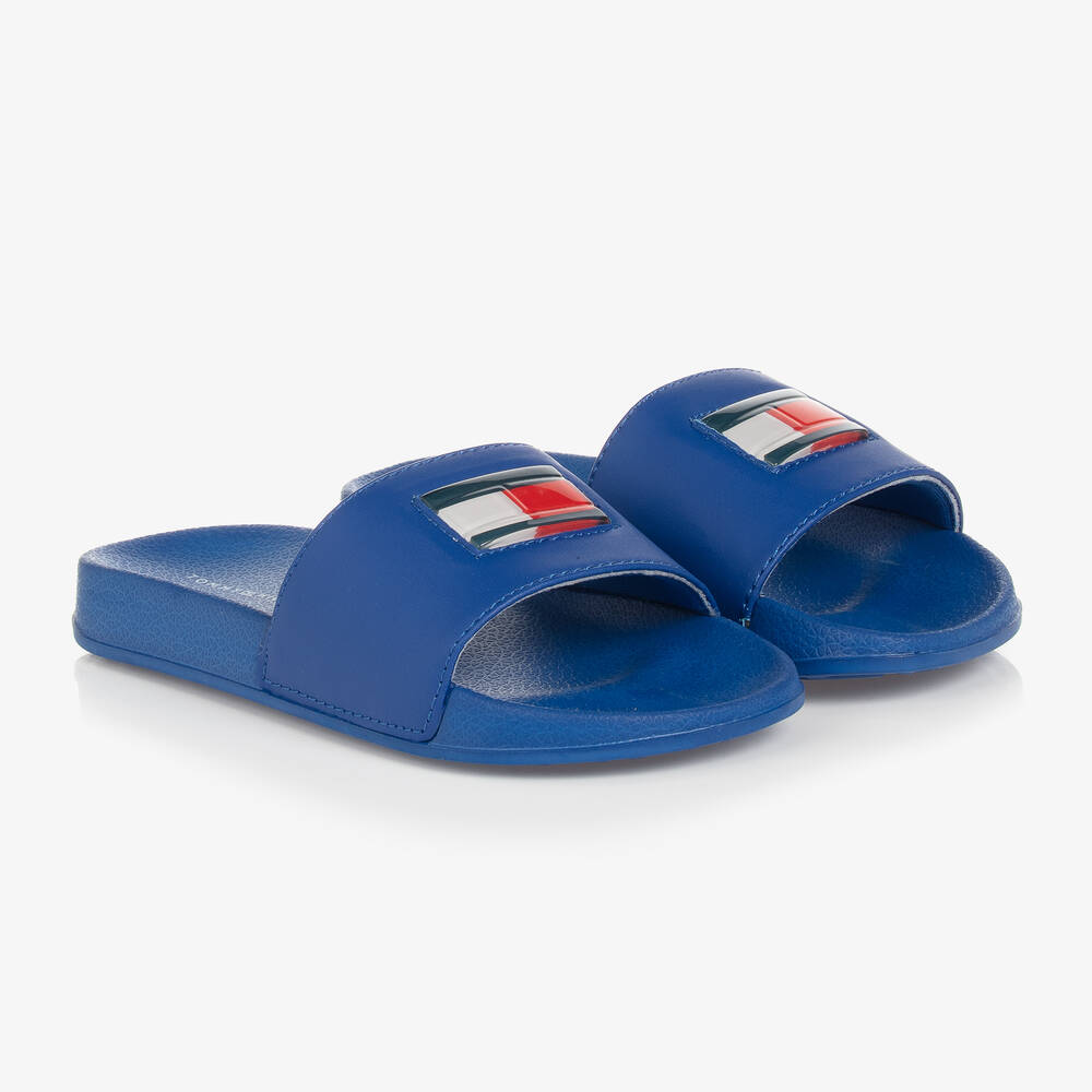 Tommy Hilfiger - Blaue Gummi-Pantoletten mit Flagge | Childrensalon