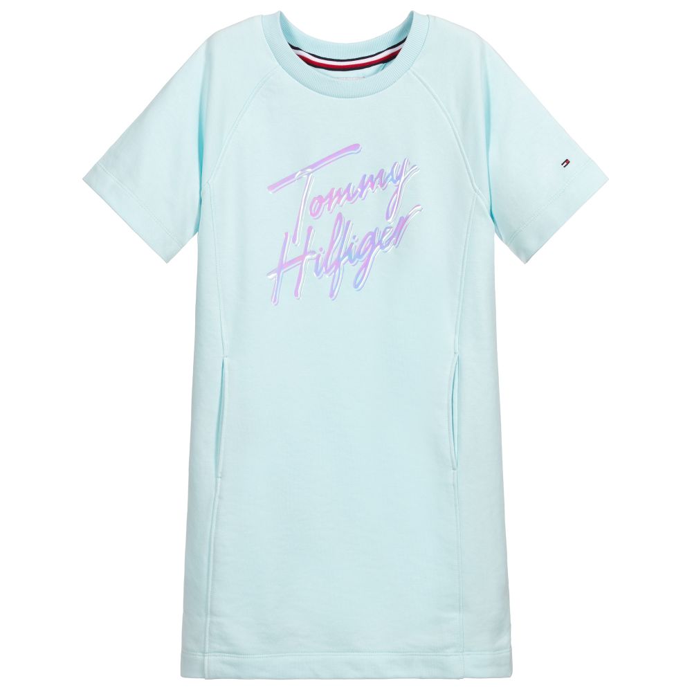 Tommy Hilfiger - فستان تيشيرت تينز مزيج قطن عضوي لون أزرق | Childrensalon
