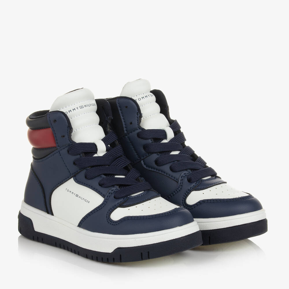 Tommy Hilfiger - Hohe Teen Sneakers in Blau und Weiß | Childrensalon