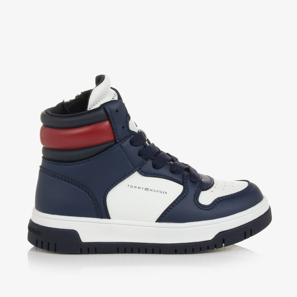 Tommy Hilfiger-Высокие бело-синие кроссовки | Childrensalon Outlet