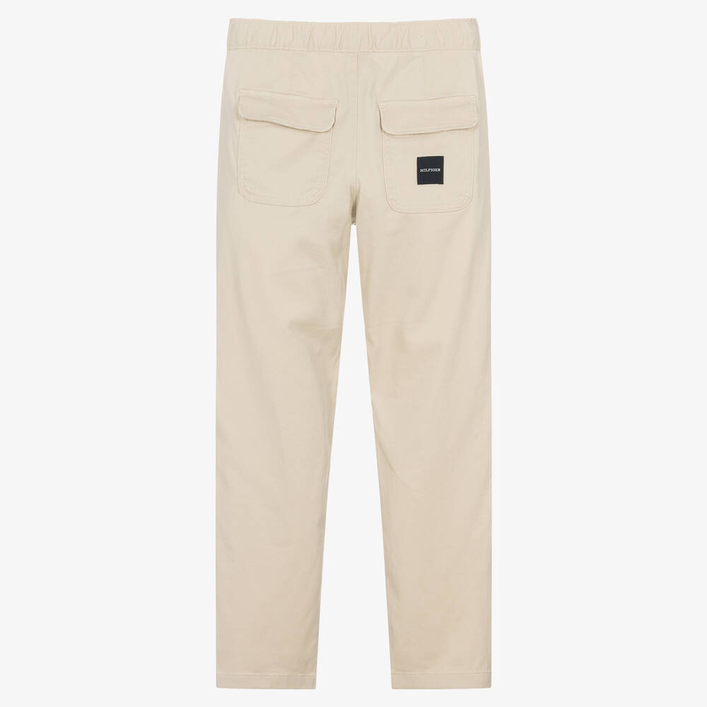 Tommy Hilfiger-Teen Boys Beige Cotton Belt Trousers | Childrensalon Outlet