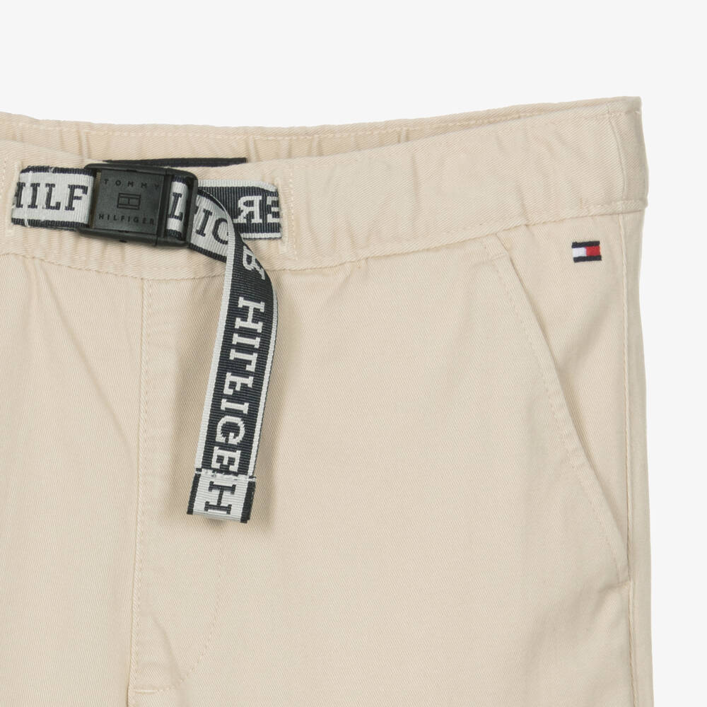 Tommy Hilfiger-Teen Boys Beige Cotton Belt Trousers | Childrensalon Outlet