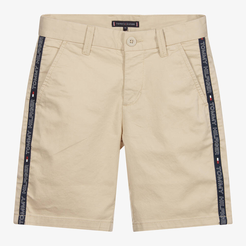 Tommy Hilfiger - Teen Boys Beige Logo Shorts | Childrensalon