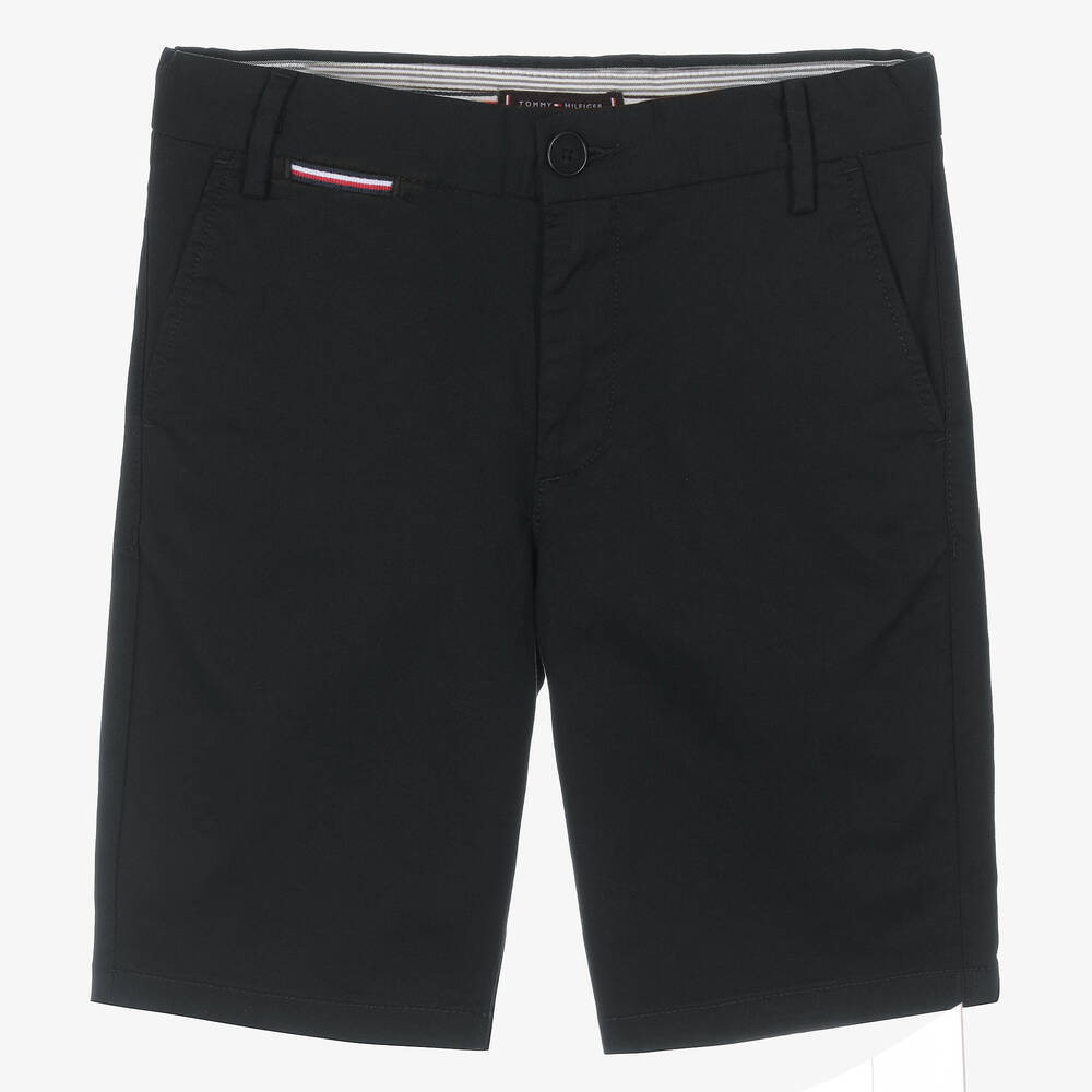 Tommy Hilfiger-Teen Boys Black Cotton Chino Shorts | Childrensalon Outlet