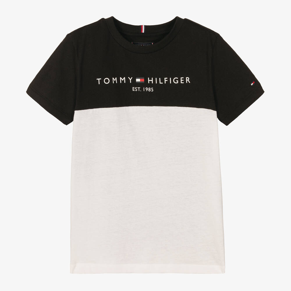 Tommy Hilfiger - Teen Boys Black Cotton Logo T-Shirt | Childrensalon