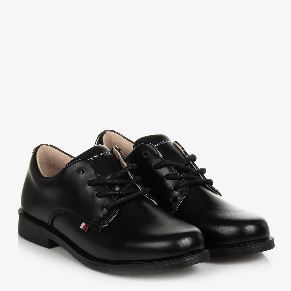 Tommy Hilfiger-Teen Boys Black Faux Leather Shoes | Childrensalon Outlet