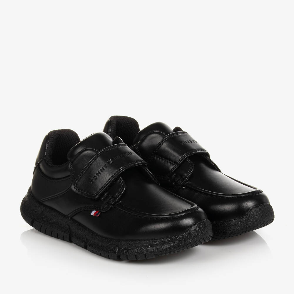 Tommy Hilfiger-Teen Boys Black Faux Leather Shoes | Childrensalon Outlet