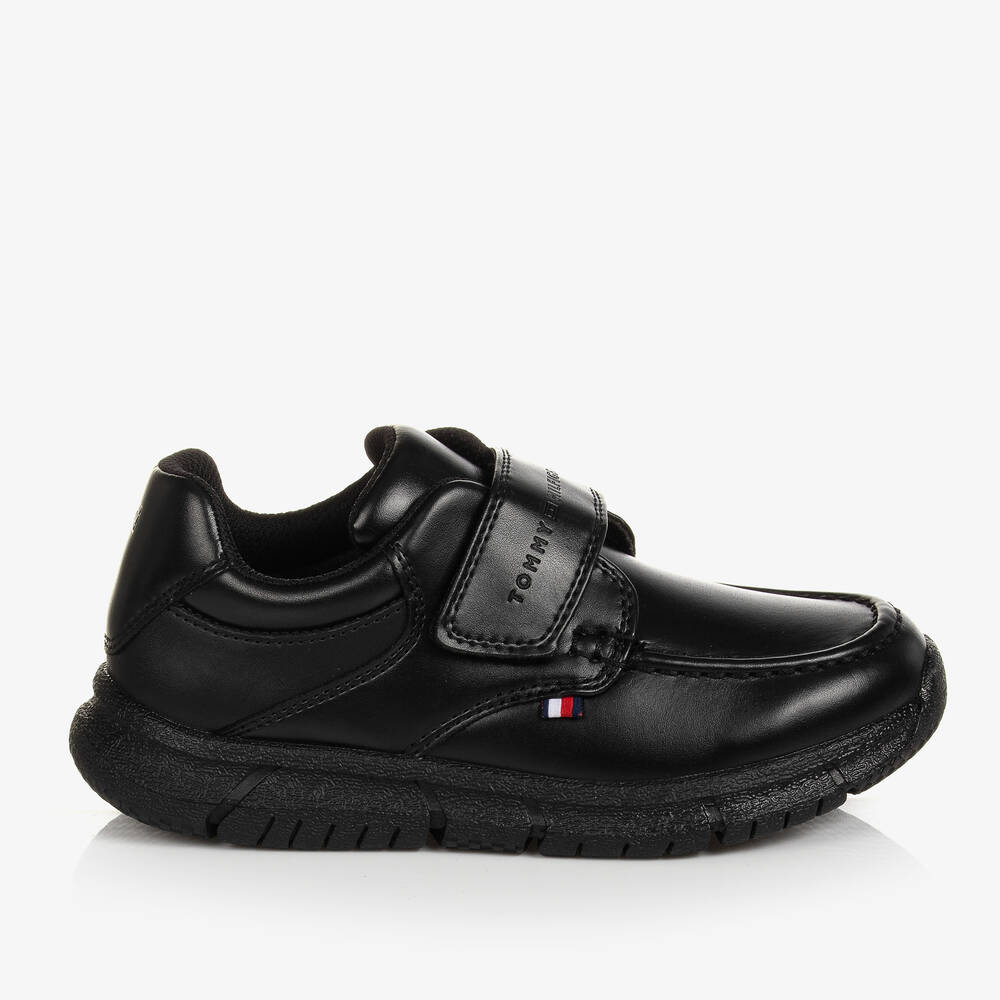 Tommy Hilfiger Teen Boys Black Faux Leather Shoes