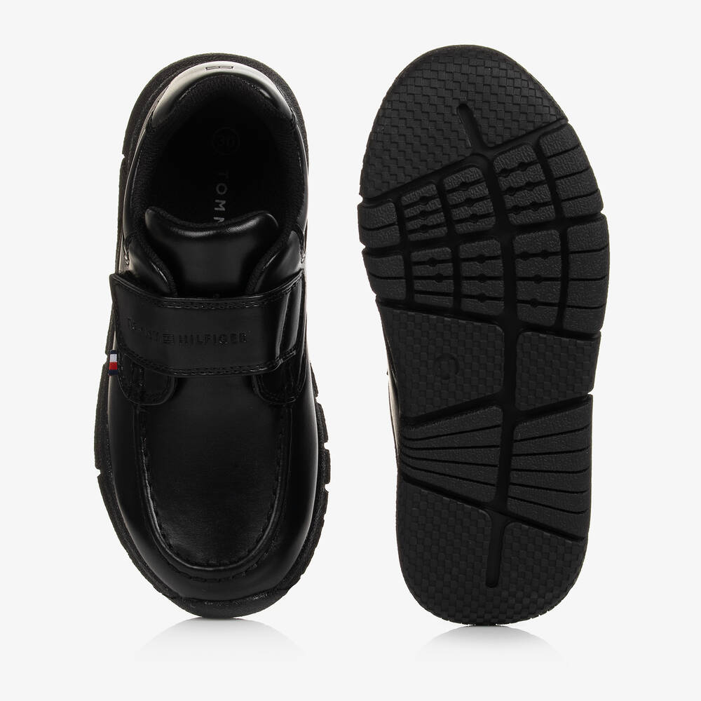 Tommy Hilfiger-Teen Boys Black Faux Leather Shoes | Childrensalon Outlet