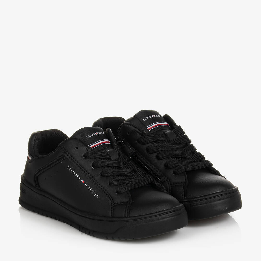 Tommy Hilfiger - Schwarze Teen Kunstleder-Sneakers | Childrensalon