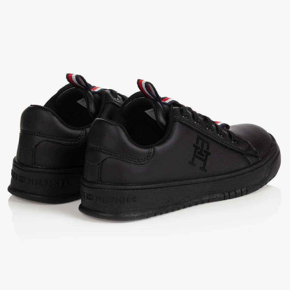 Tommy Hilfiger-Teen Boys Black Logo Trainers | Childrensalon Outlet