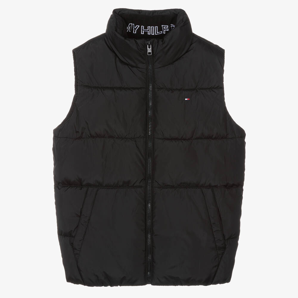 Tommy Hilfiger - Teen Boys Black Puffer Gilet | Childrensalon