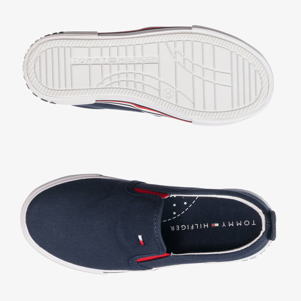 Tommy Hilfiger-Teen Boys Blue Canvas Trainers | Childrensalon Outlet