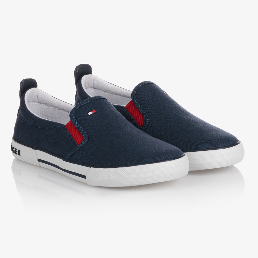 Tommy Hilfiger - Teen Boys Blue Canvas Trainers | Childrensalon