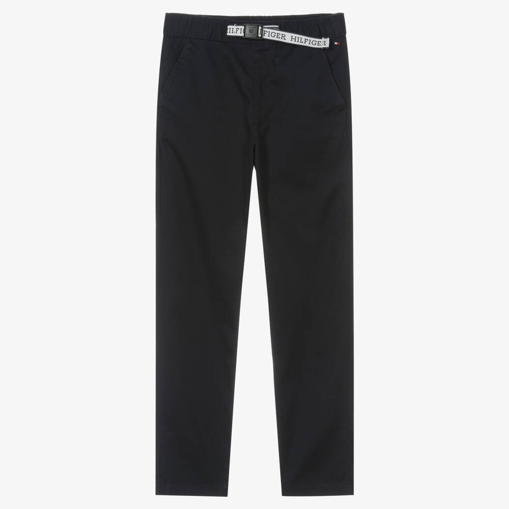 Tommy Hilfiger - Teen Boys Blue Cotton Belt Trousers | Childrensalon