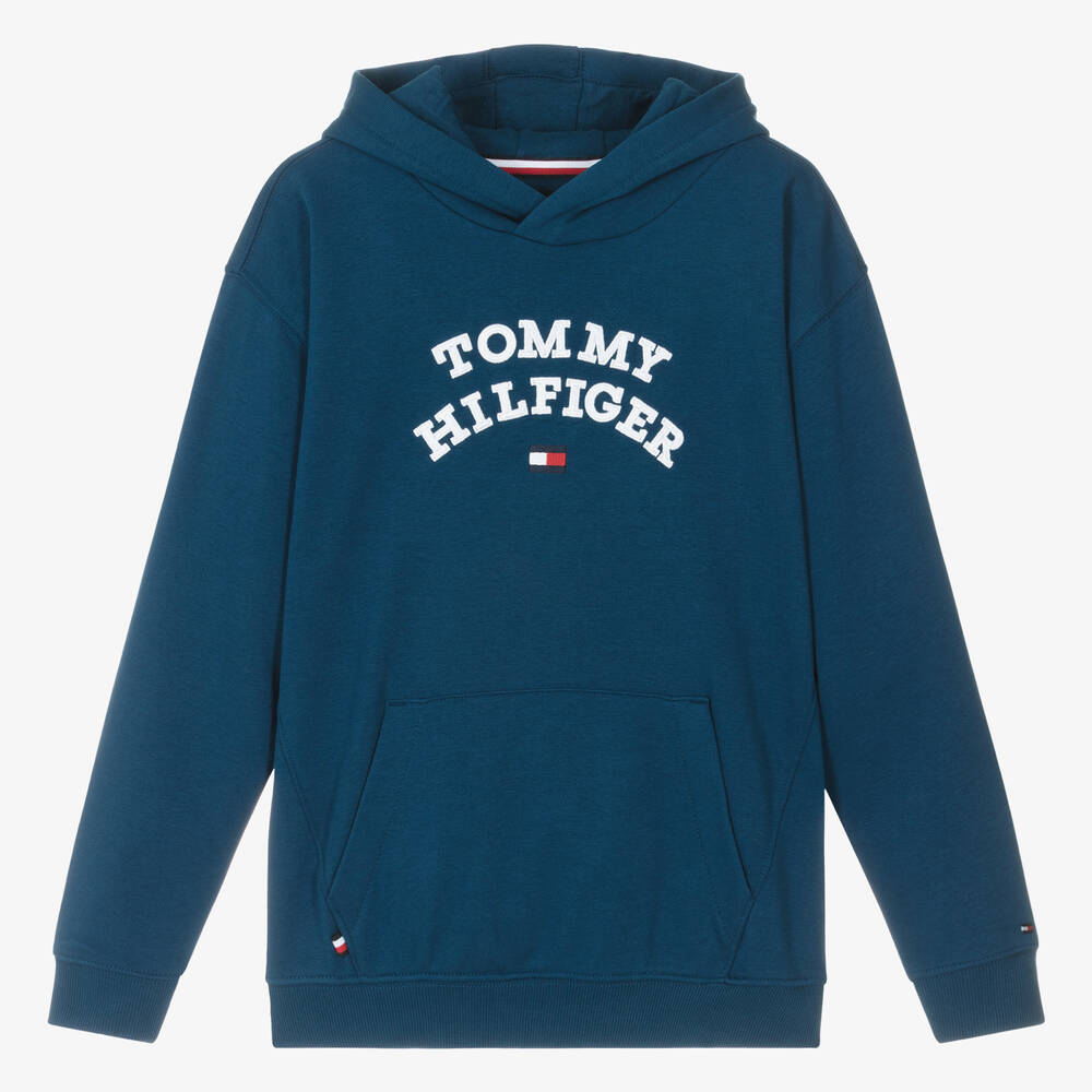 Tommy Hilfiger - Sweat à capuche bleu en coton ado | Childrensalon