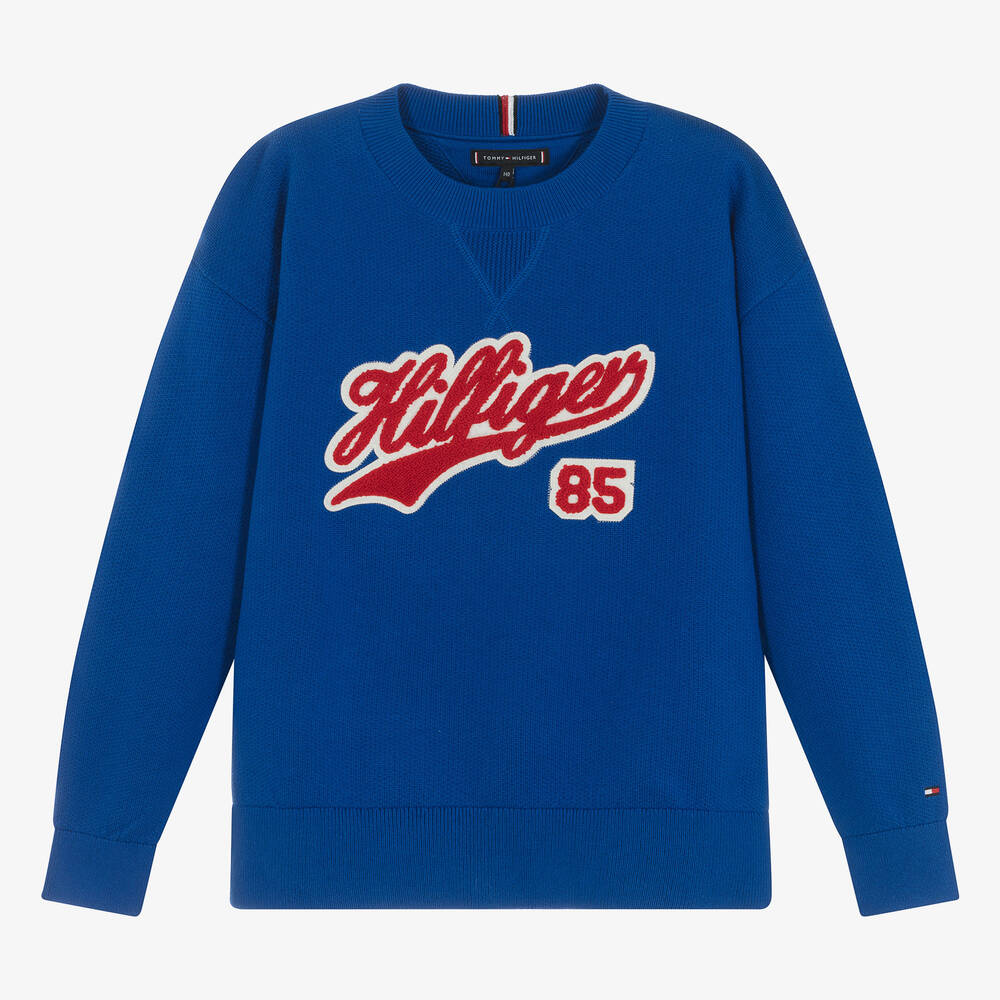 Tommy Hilfiger-Teen Boys Blue Cotton Jumper | Childrensalon Outlet
