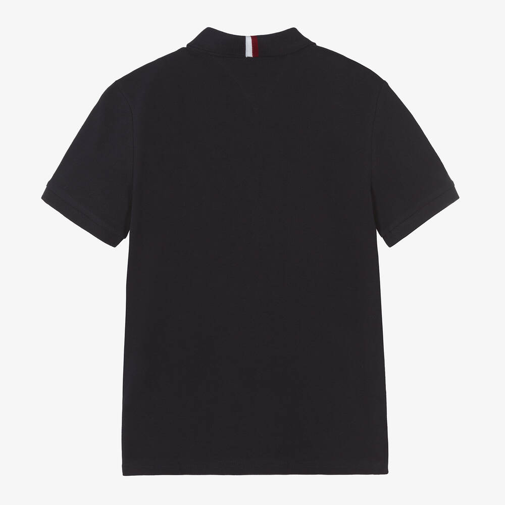 Tommy Hilfiger-Синяя хлопковая рубашка поло | Childrensalon Outlet