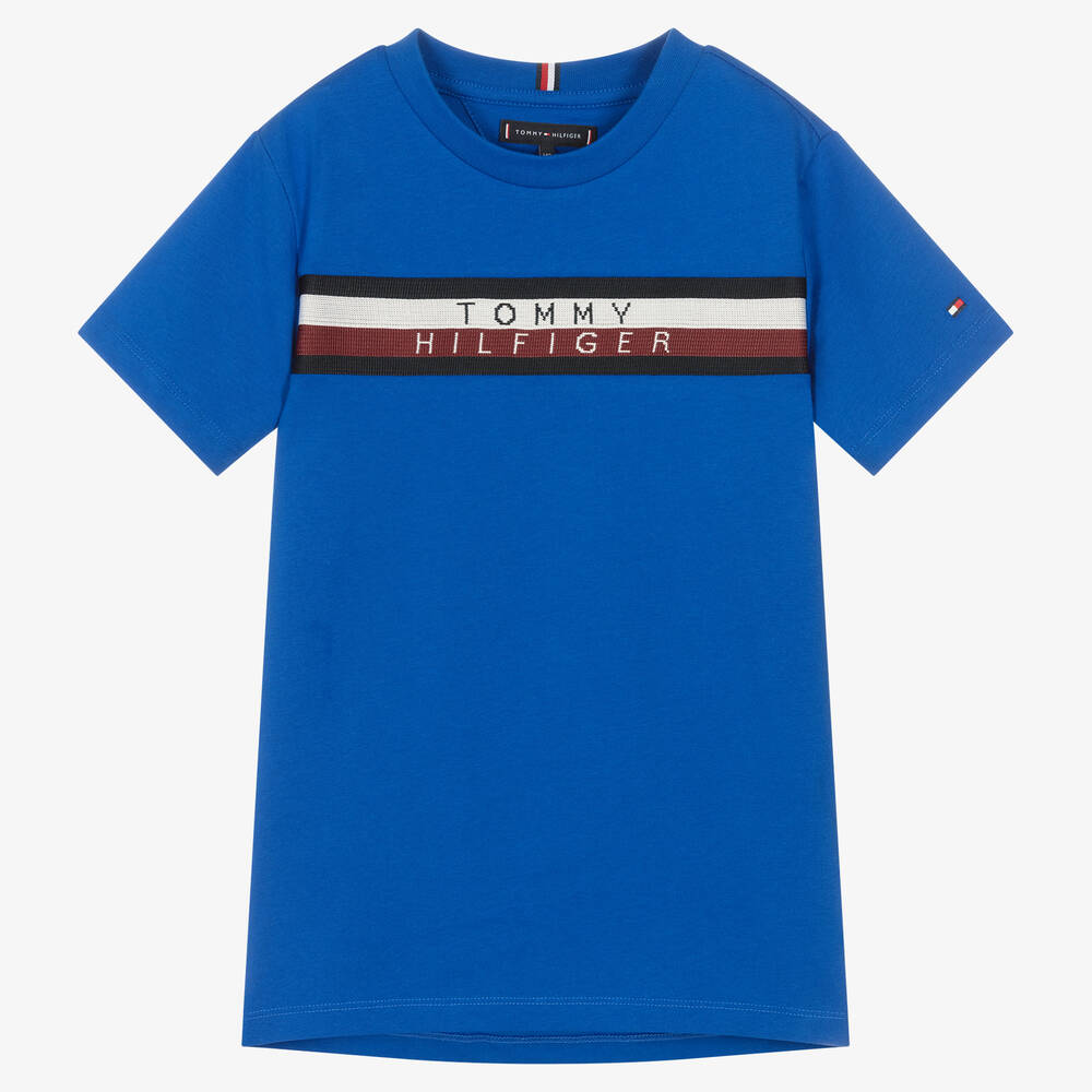 Tommy Hilfiger - T-shirt bleu rayé en coton ado | Childrensalon