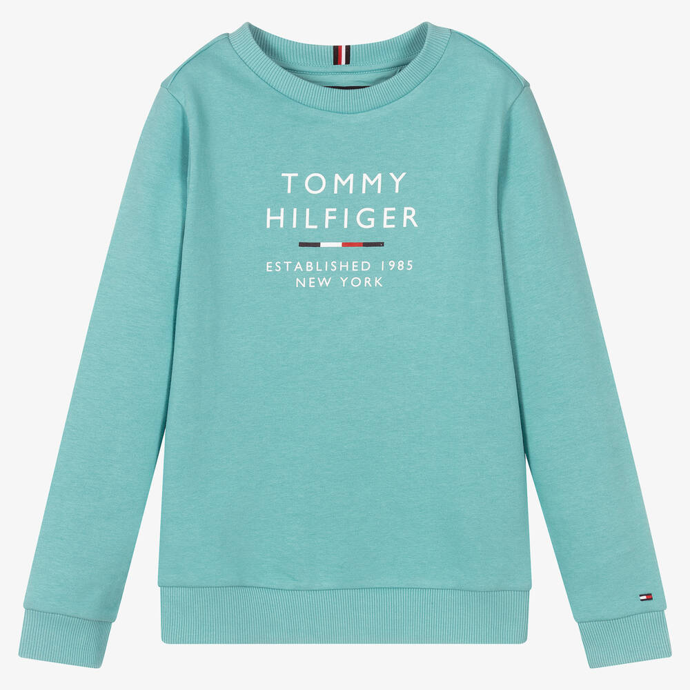 Tommy Hilfiger-Teen Boys Blue Cotton Logo Sweatshirt | Childrensalon Outlet