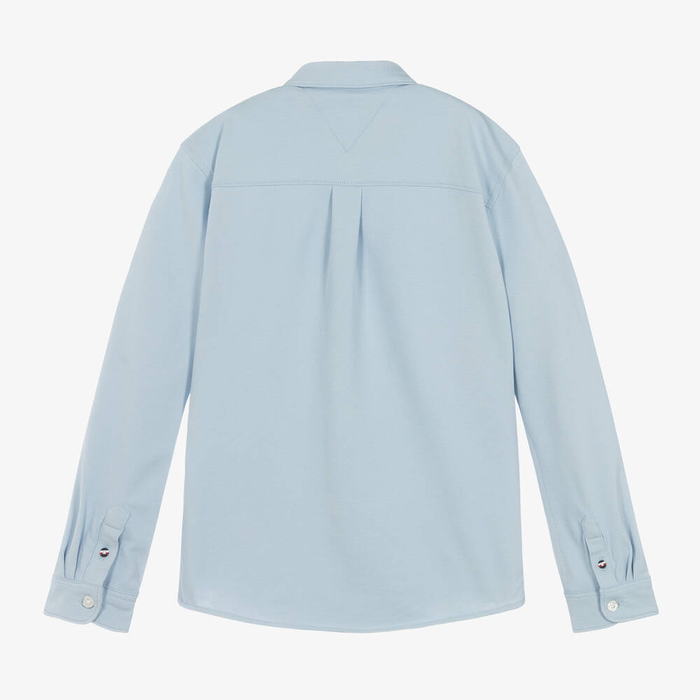 Tommy Hilfiger-قميص قطن بيكيه لون أزرق فاتح للمراهقين | Childrensalon Outlet