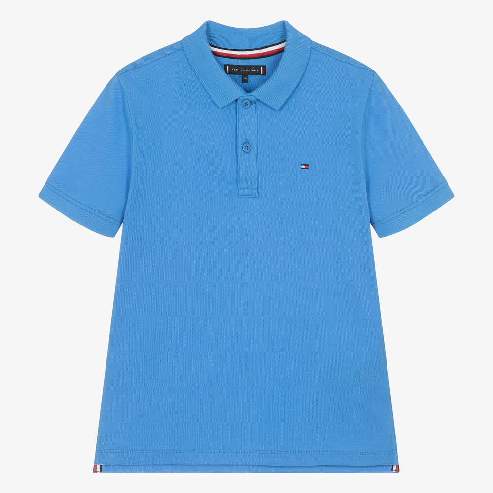 Tommy Hilfiger-Teen Boys Blue Cotton Polo Shirt | Childrensalon Outlet