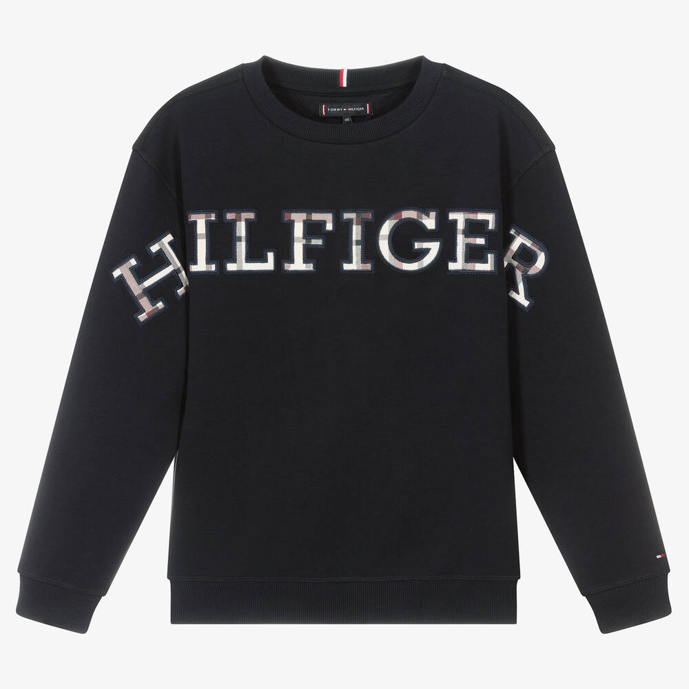 Tommy Hilfiger - Синий хлопковый свитшот для мальчиков-подростков  | Childrensalon