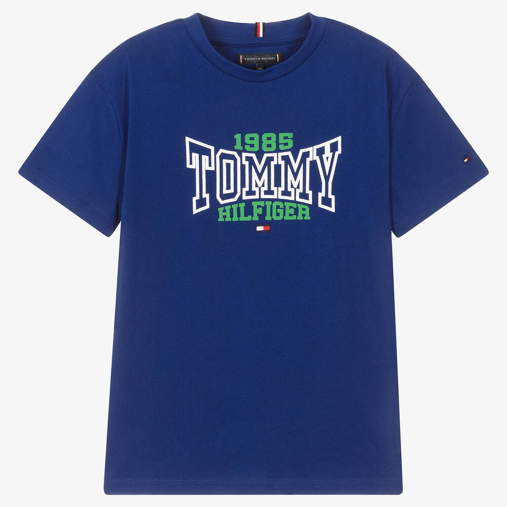 Tommy Hilfiger - تيشيرت فارسيتي تينز ولادي قطن لون أزرق | Childrensalon