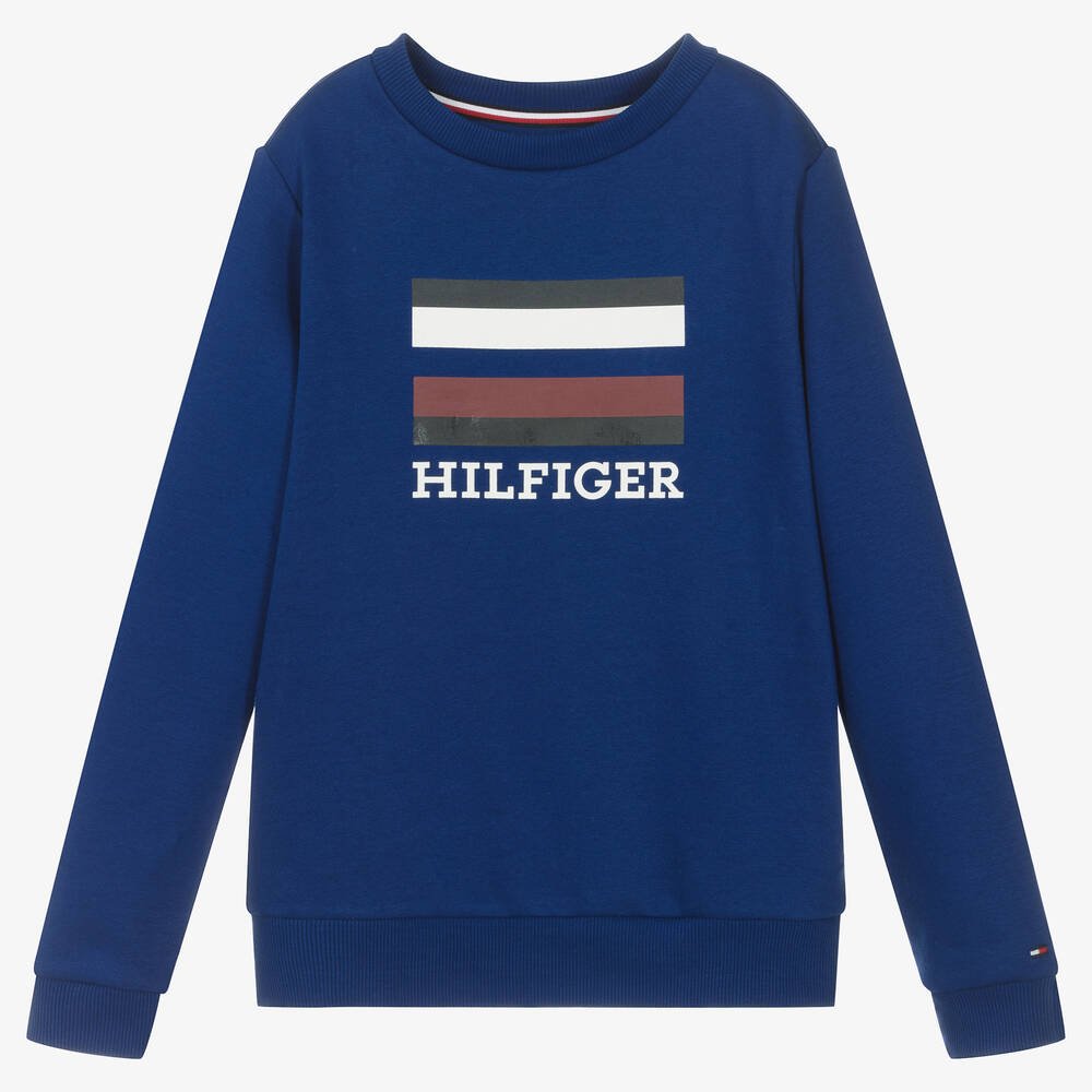 Tommy Hilfiger - Teen Boys Blue Crew Neck Sweatshirt | Childrensalon