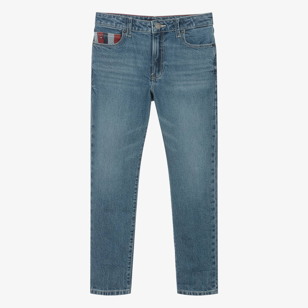 Tommy Hilfiger-Teen Boys Blue Denim Straight Fit Jeans | Childrensalon Outlet