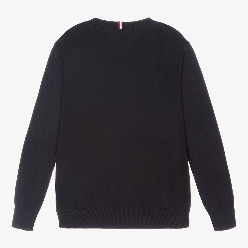 Tommy Hilfiger-Синий вязаный свитер для мальчиков-подростков | Childrensalon Outlet