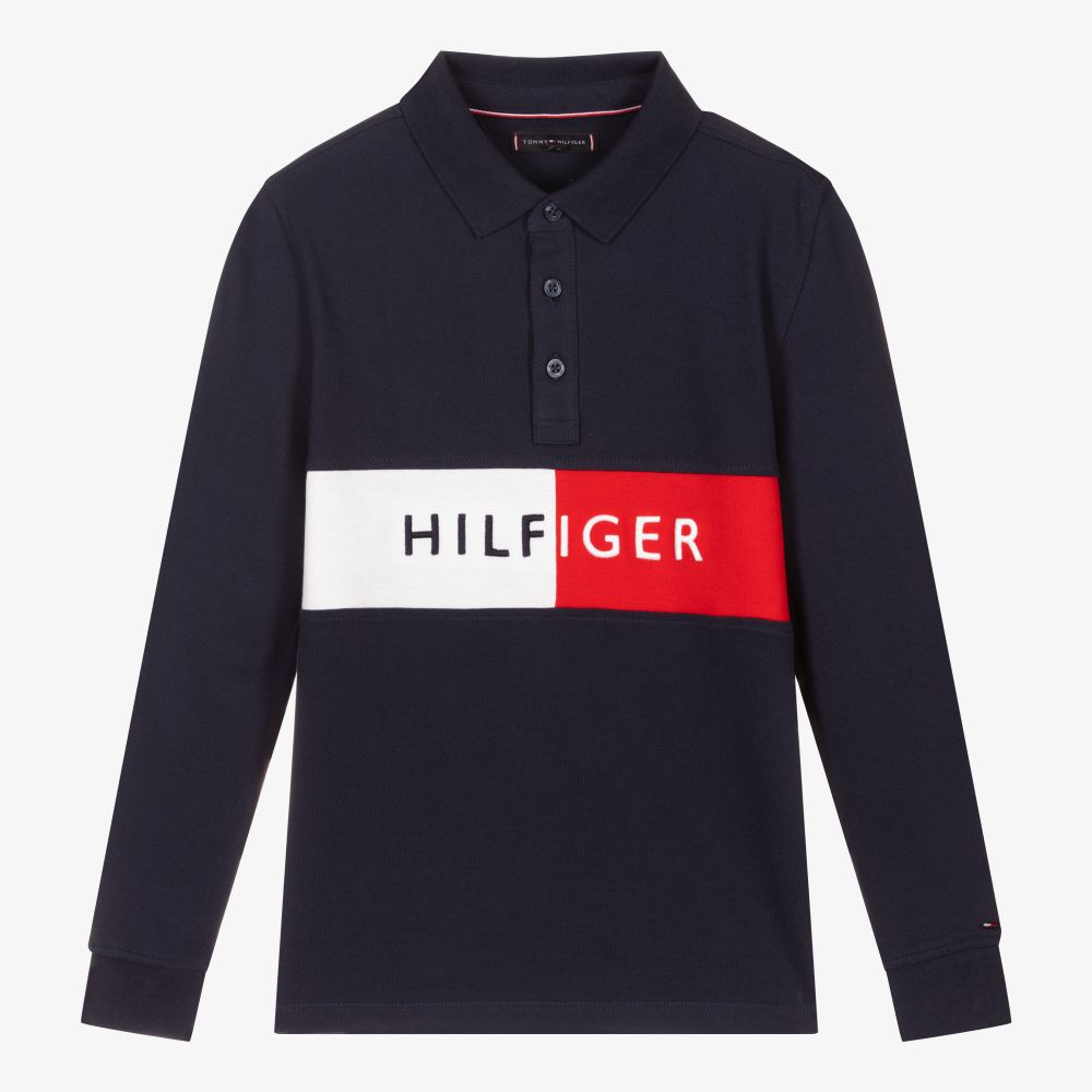 Tommy Hilfiger - Синяя рубашка поло для подростков | Childrensalon