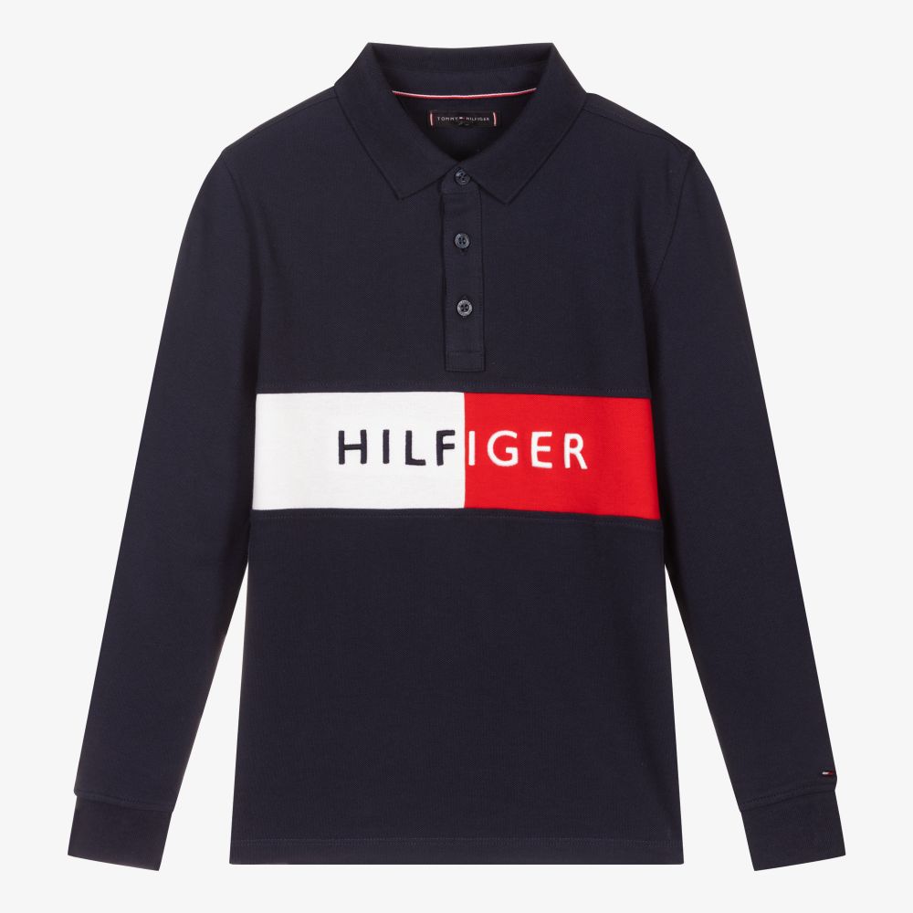 Tommy Hilfiger - توب بولو تينز ولادي قطن عضوي بيكيه لون كحلي | Childrensalon