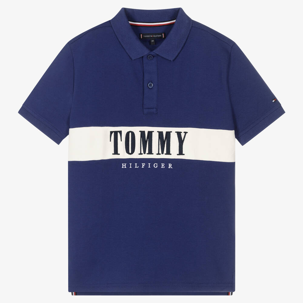 Tommy Hilfiger - Teen Boys Blue Logo Polo Shirt | Childrensalon