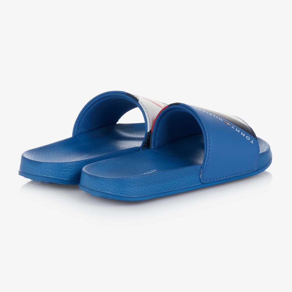 Tommy Hilfiger-شبشب سلايدرز تينز ولادي لون أزرق فاقع | Childrensalon Outlet