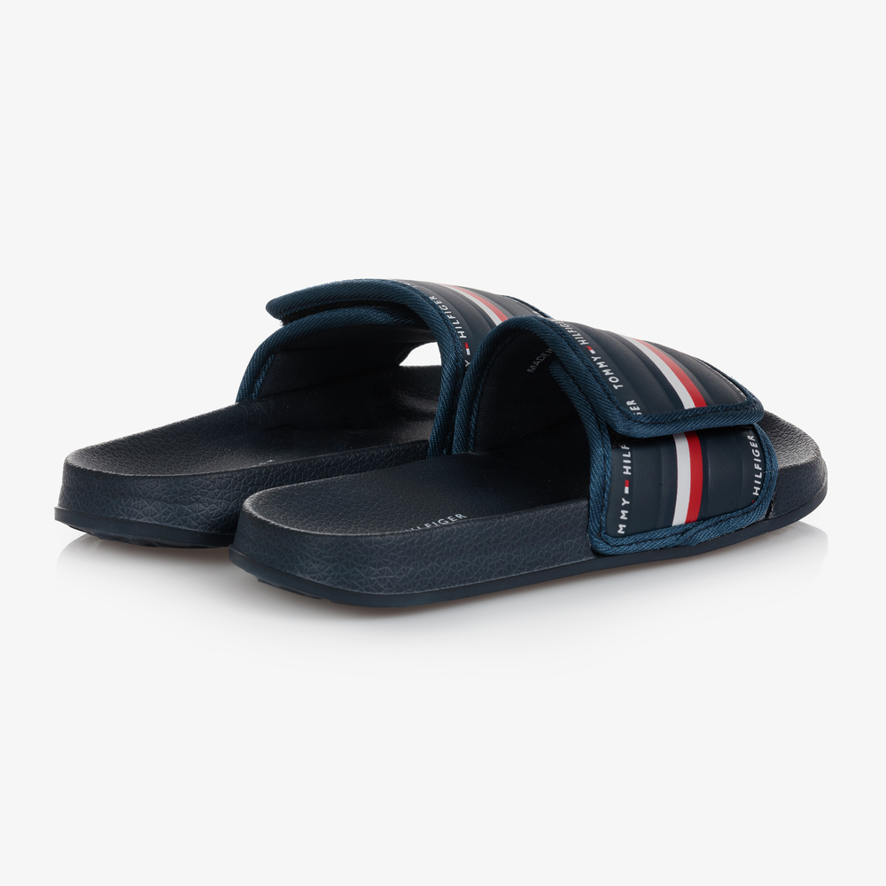 Tommy Hilfiger-Teen Boys Blue Logo Sliders | Childrensalon Outlet