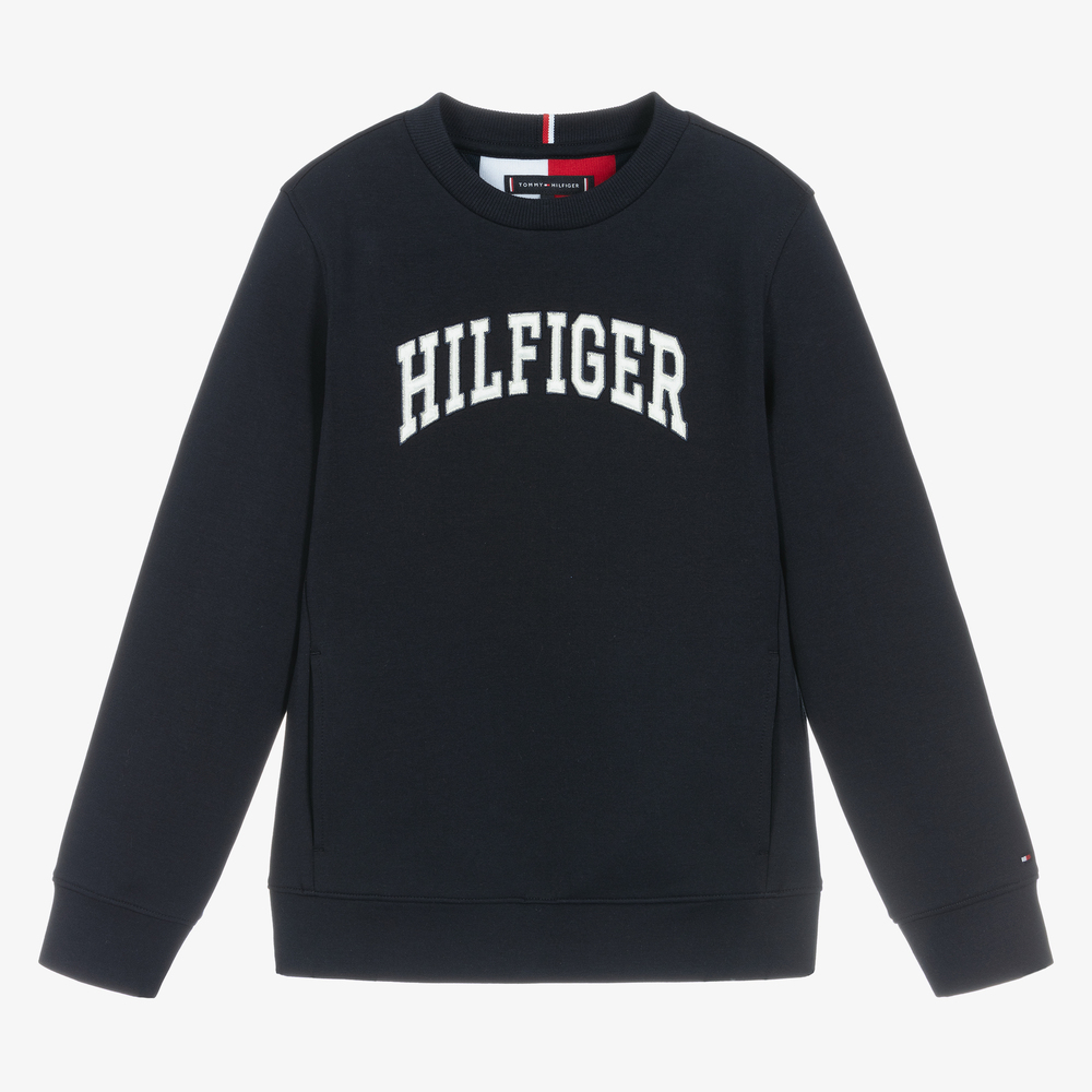 Tommy Hilfiger - سويتشيرت تينز ولادي قطن جيرسي لون كحلي | Childrensalon